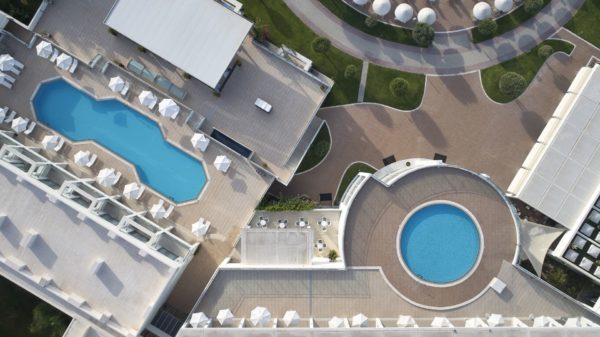 Apollo Blue Hotel top view of children's pool and nearby facilities